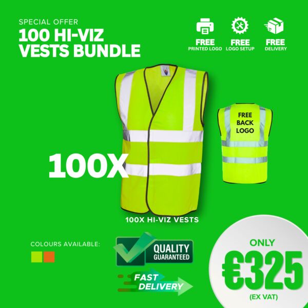 100 UC801 hi-viz vests FULL COLOUR LOGO Thumbnail