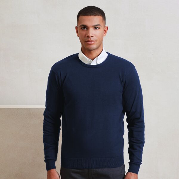 PR692 Crew neck cotton-rich knitted sweater Thumbnail