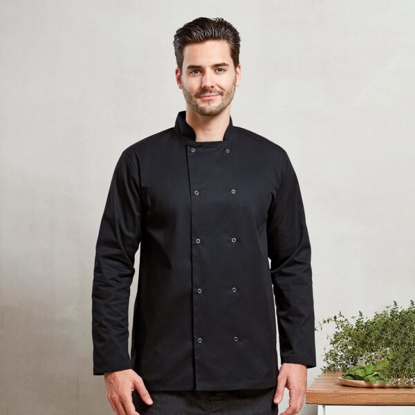 PR665 Studded front long sleeve chef's jacket Thumbnail