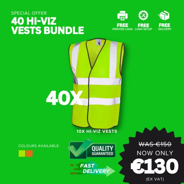 Black Friday 40 UC801 hi-viz vests FULL COLOUR LOGO Thumbnail